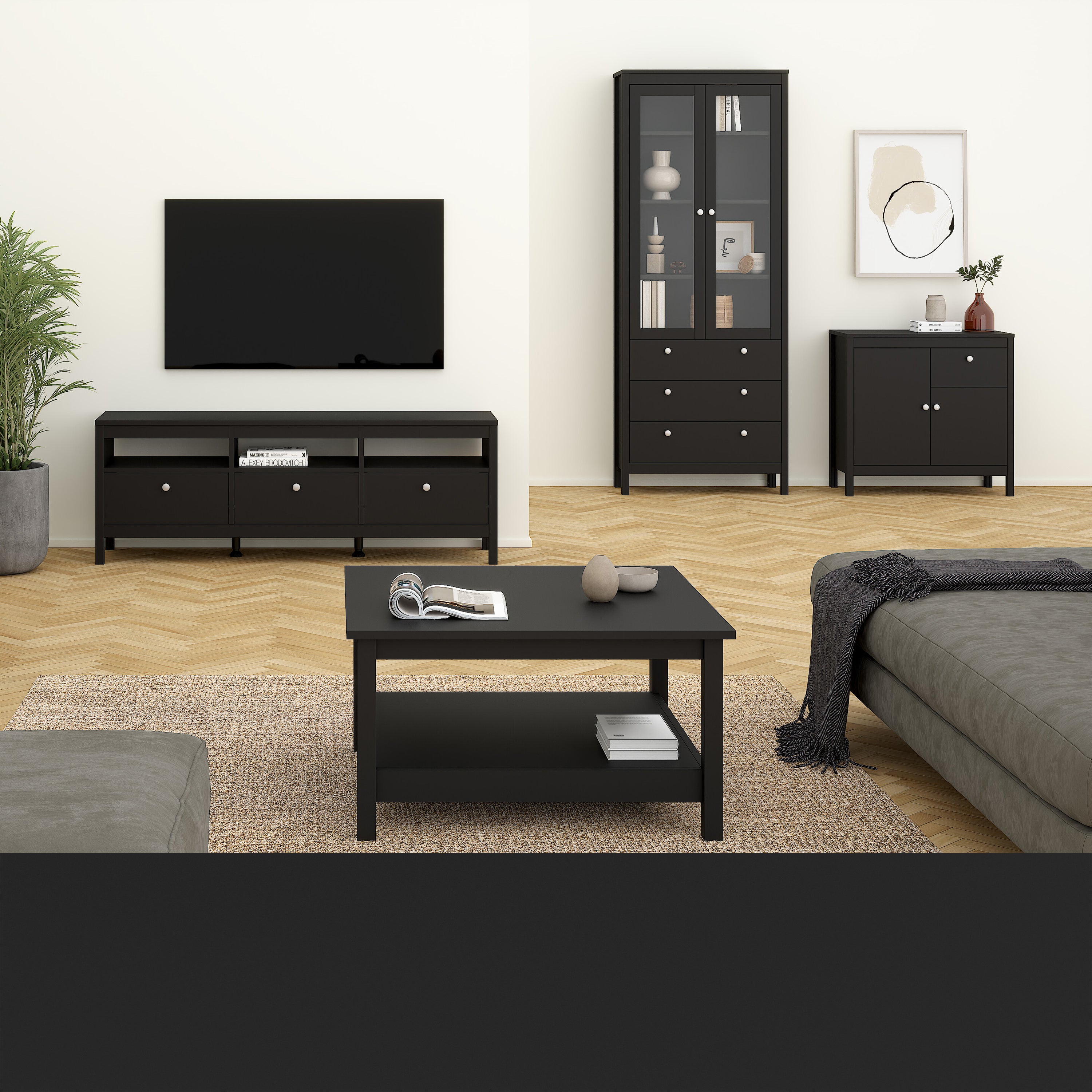 Maria 2 Door/ 1 Drawer Sideboard in Matt Black