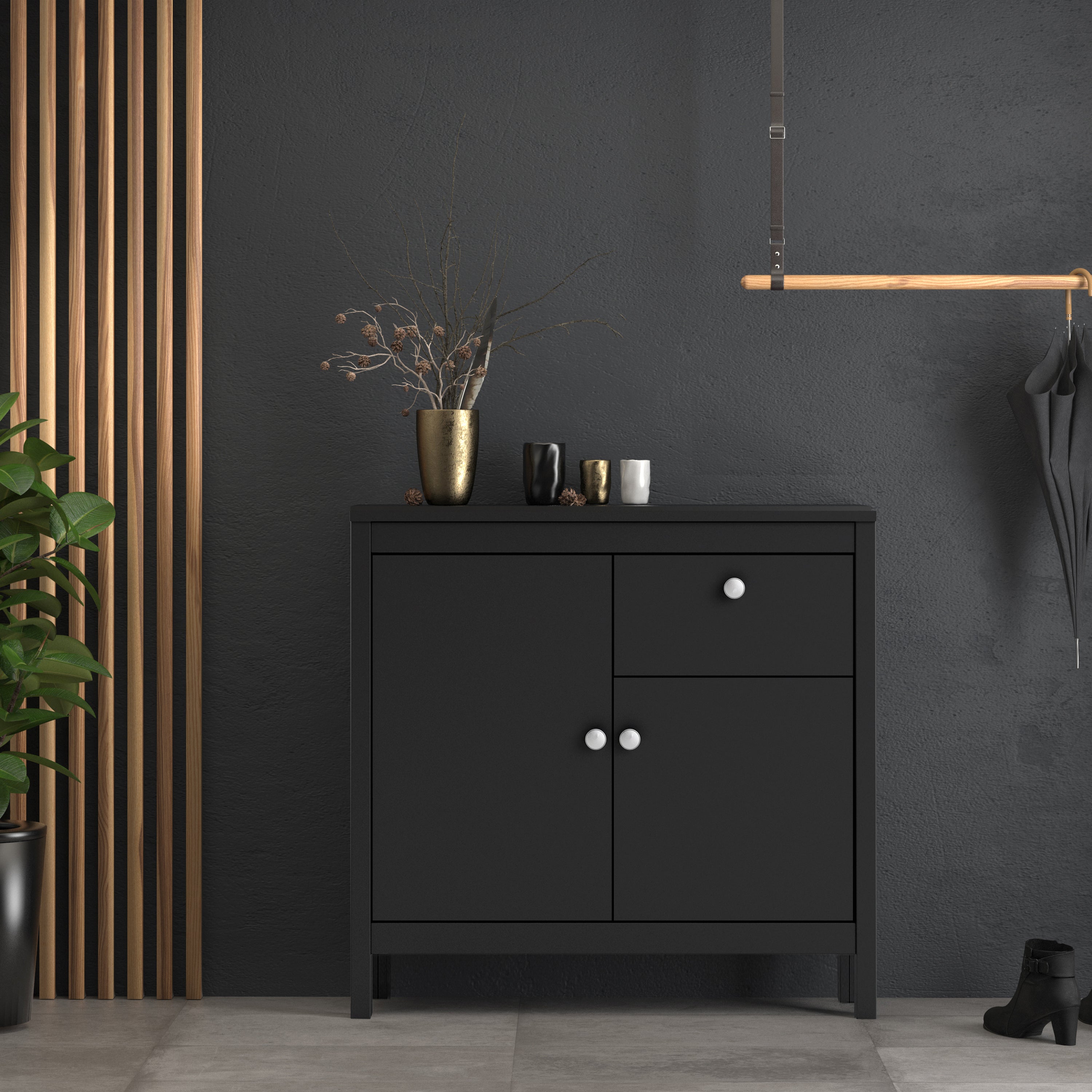 Maria 2 Door/ 1 Drawer Sideboard in Matt Black