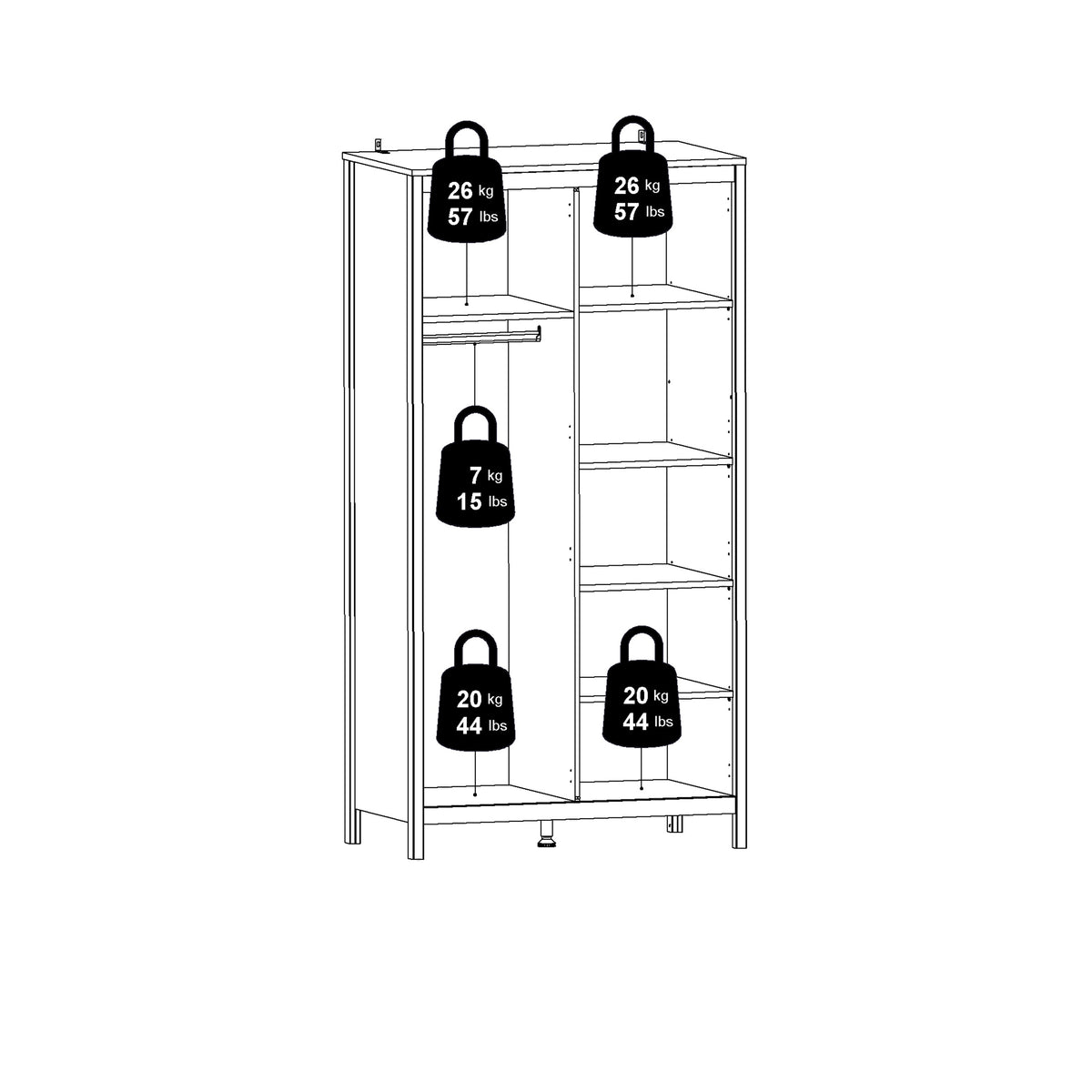 Maria Wardrobe with 2 Doors in Matt Black