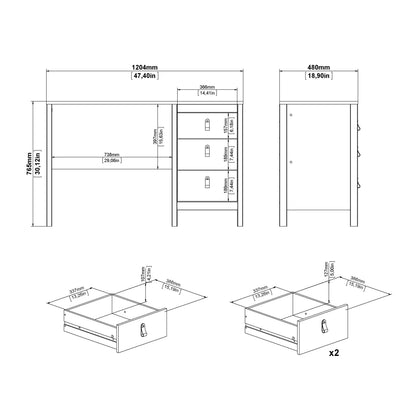 Maria 3 Drawer Dressing Table/ Desk in Matt Black