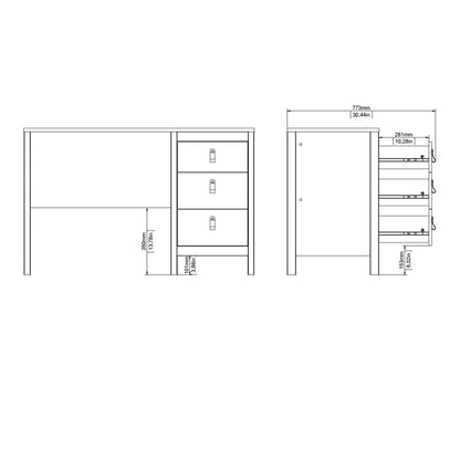 Maria 3 Drawer Dressing Table/ Desk in Matt Black