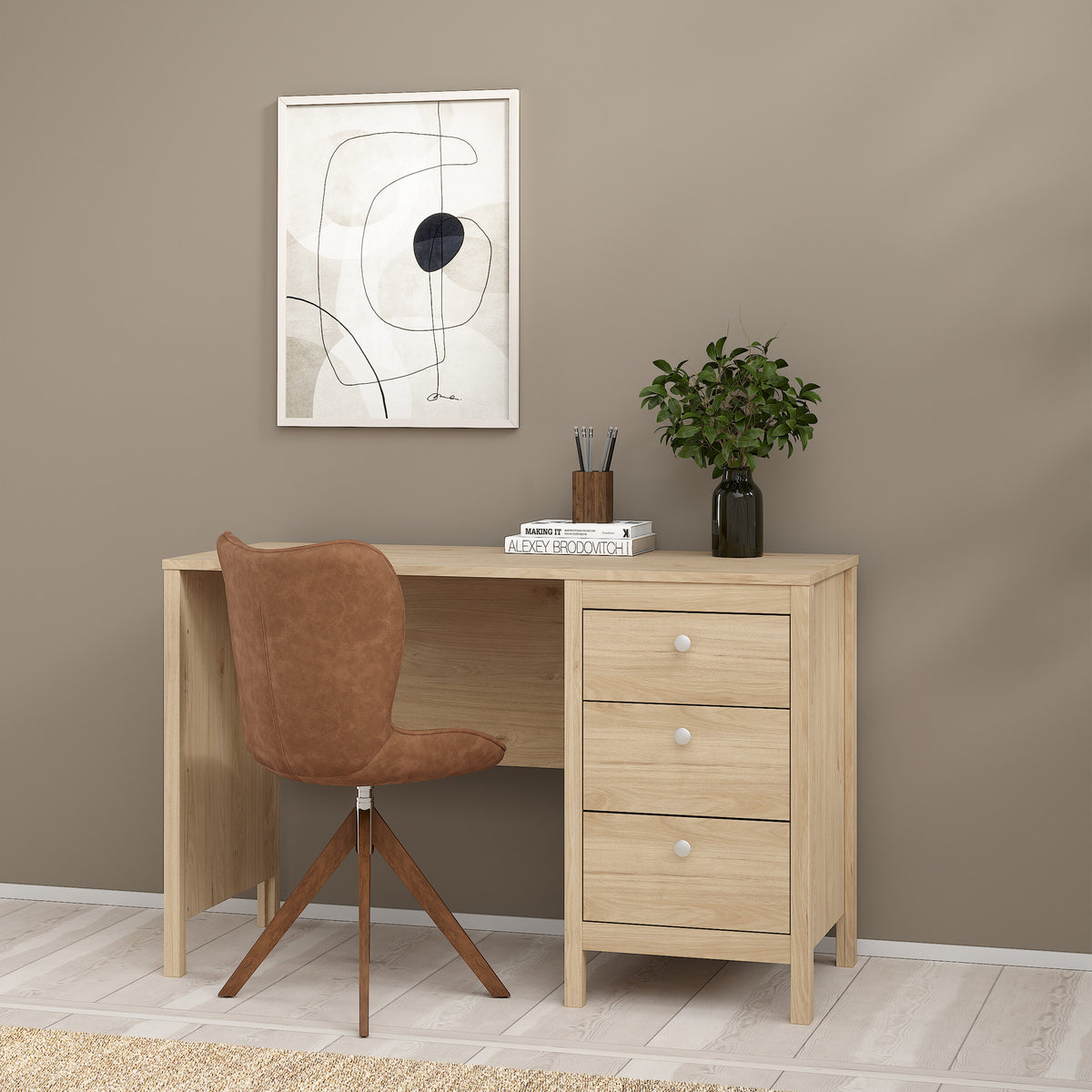 Maria 3 Drawer Dressing Table/ Desk in Jackson Hickory Oak