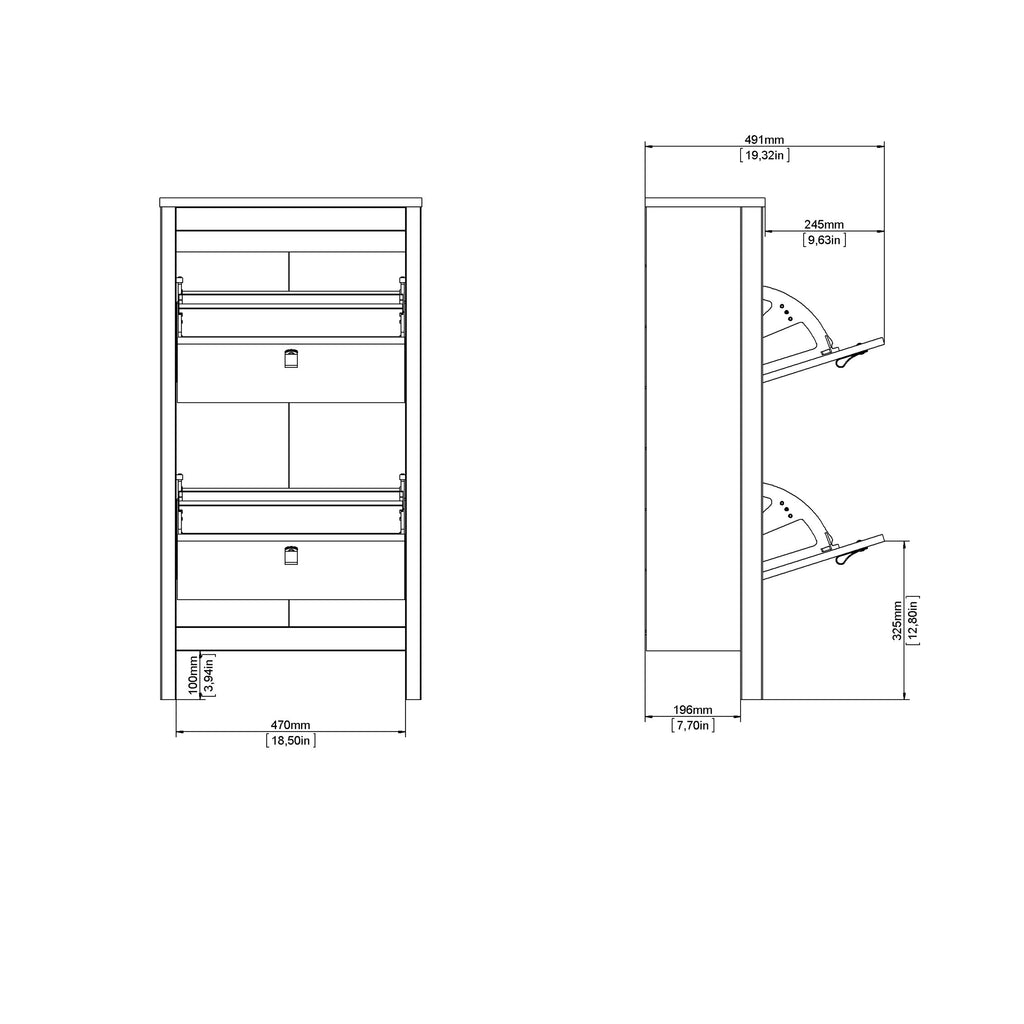 Maria Shoe Cabinet 2 Flip Down Doors White