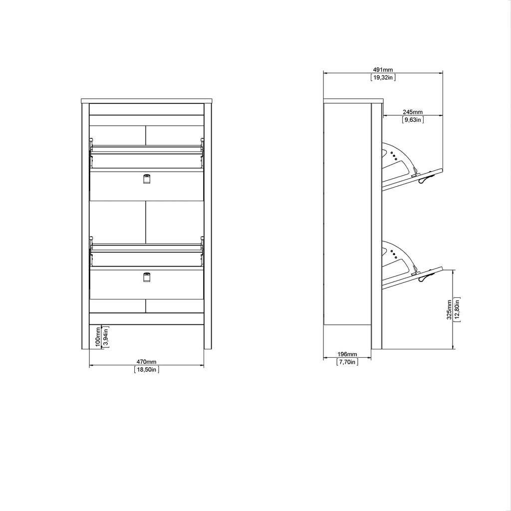 Maria Shoe Cabinet 2 Flip Down Doors Matt Black