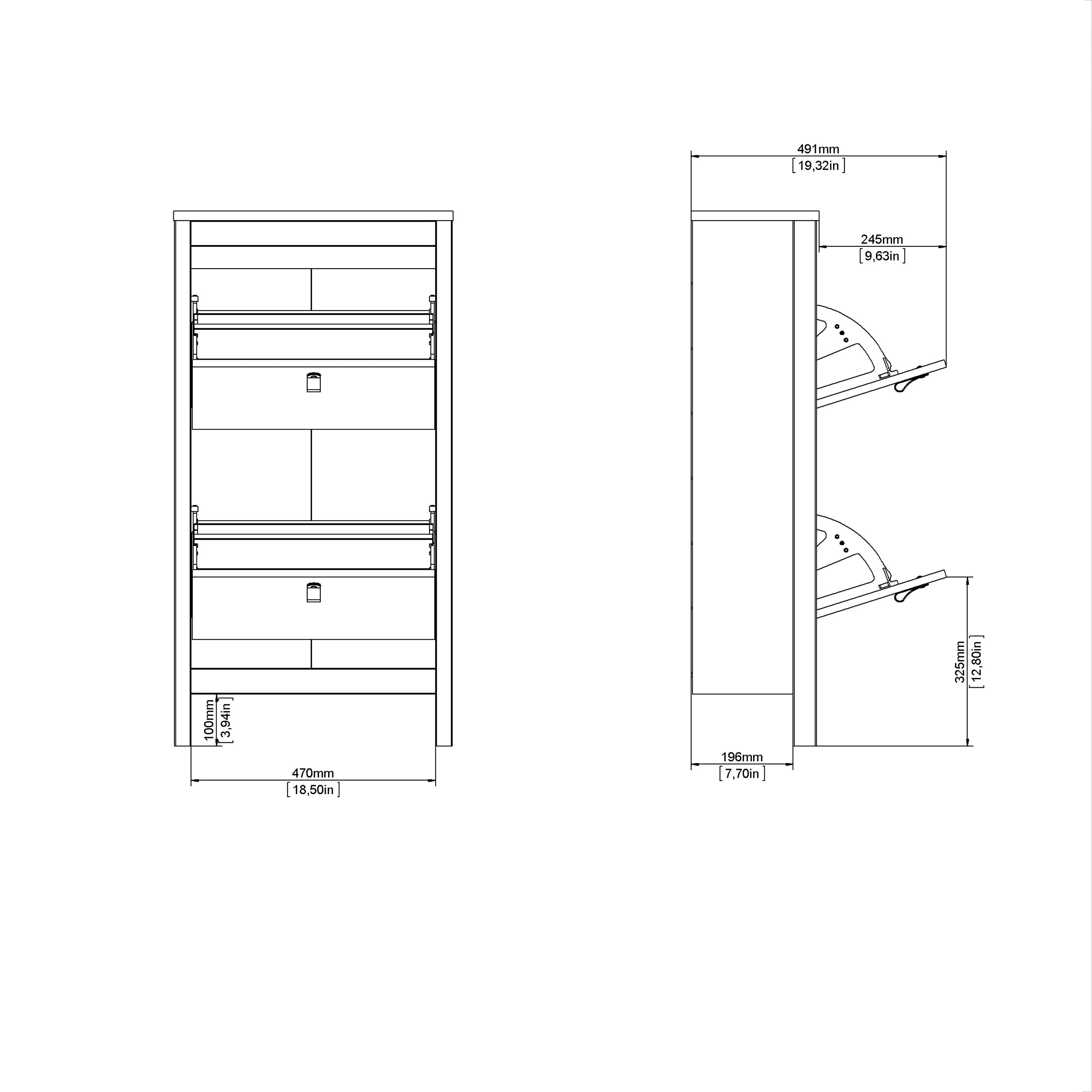 Maria Shoe Cabinet 2 Flip Down Doors Matt Black