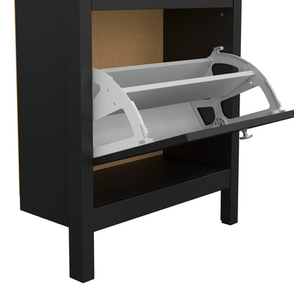 Maria Shoe Cabinet 2 Flip Down Doors Matt Black