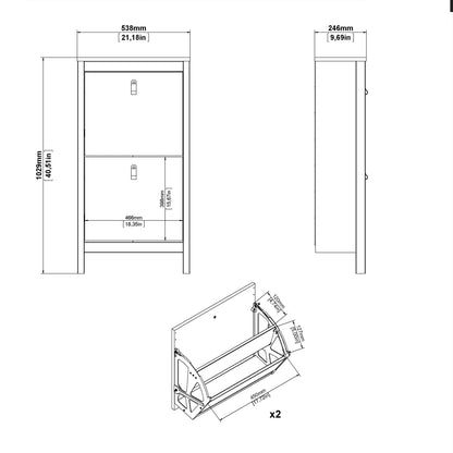 Maria Shoe Cabinet 2 Flip Down Doors Matt Black