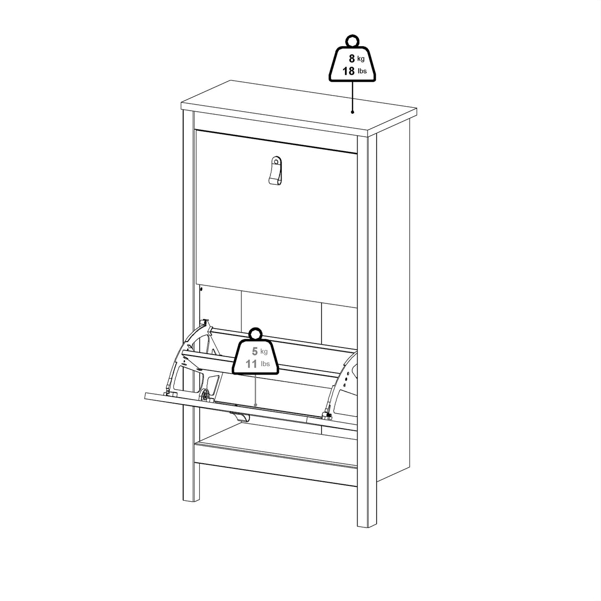 Maria Shoe Cabinet 2 Doors in Jackson Hickory Oak
