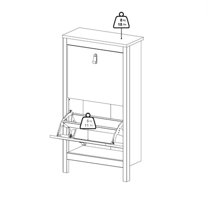 Maria Shoe Cabinet 2 Doors in Jackson Hickory Oak