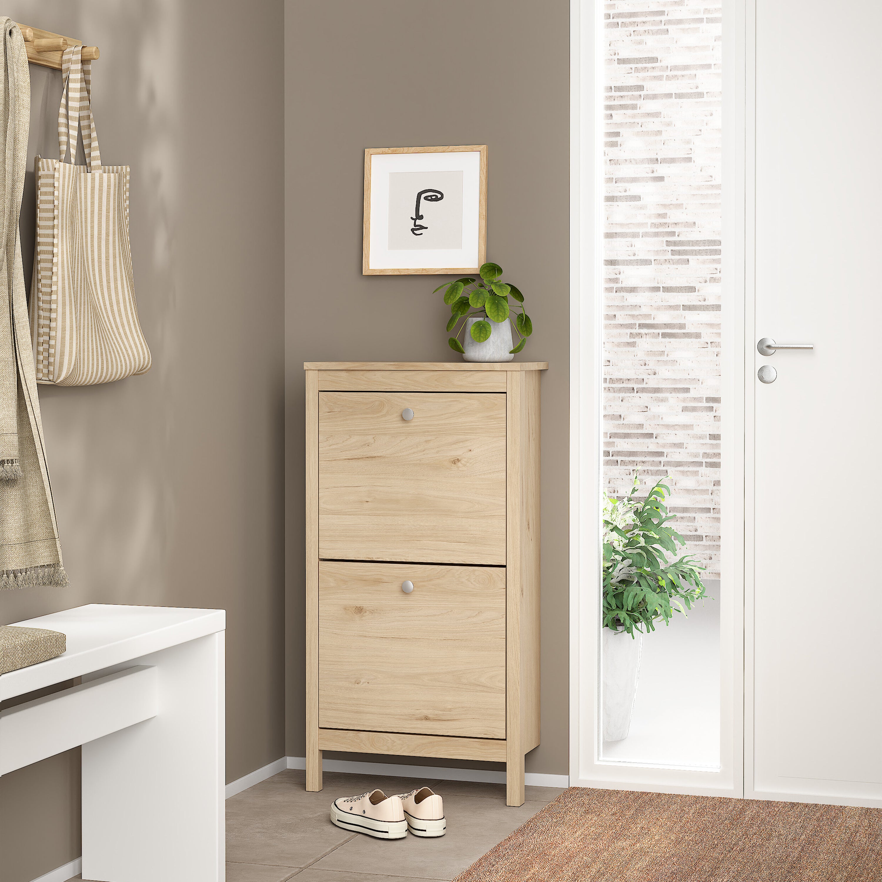 Maria Shoe Cabinet 2 Doors in Jackson Hickory Oak