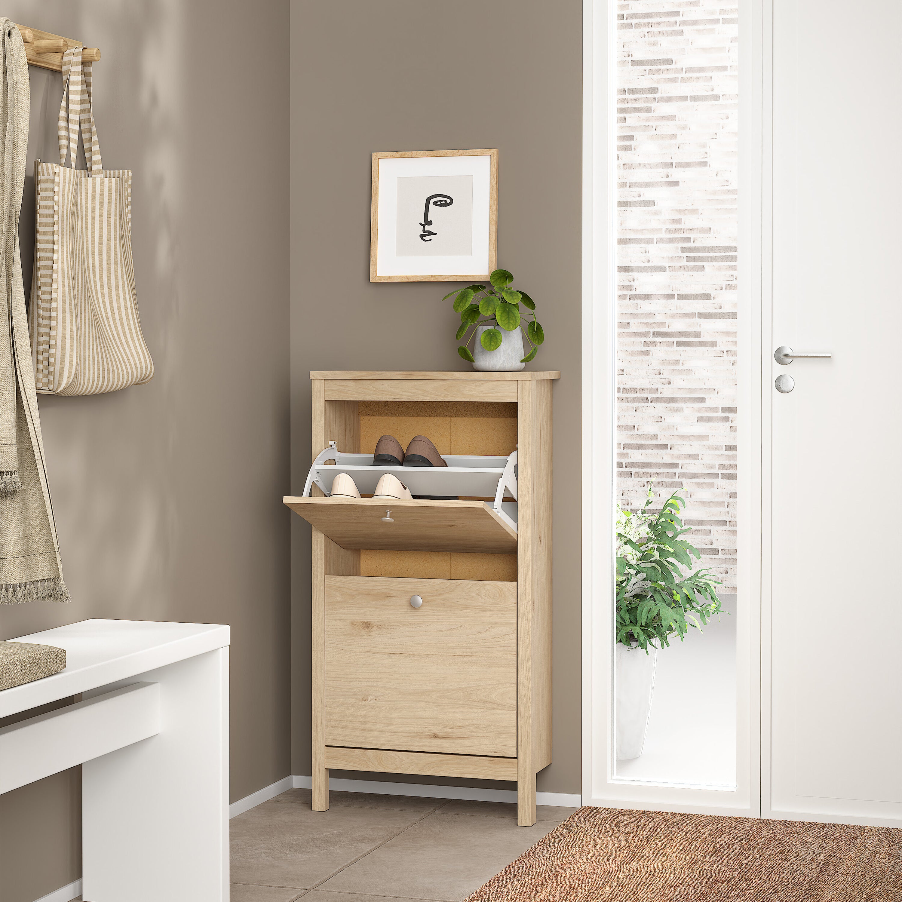 Maria Shoe Cabinet 2 Doors in Jackson Hickory Oak