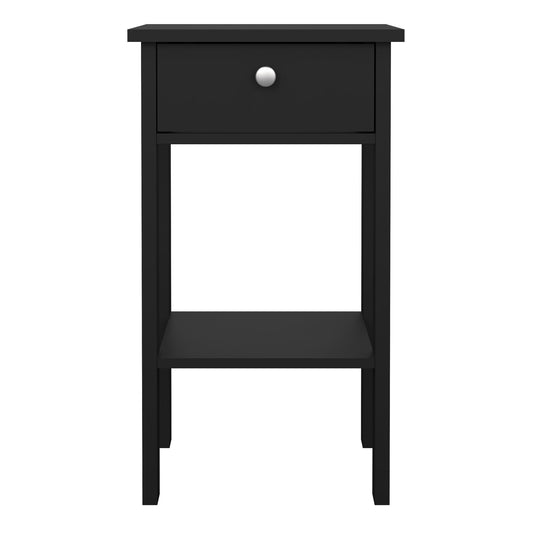Maria Bedside Table with 1 Drawer in Matt Black
