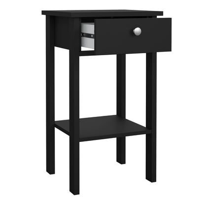 Maria Bedside Table with 1 Drawer in Matt Black