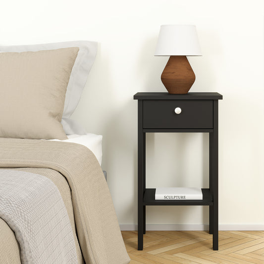 Maria Bedside Table with 1 Drawer in Matt Black