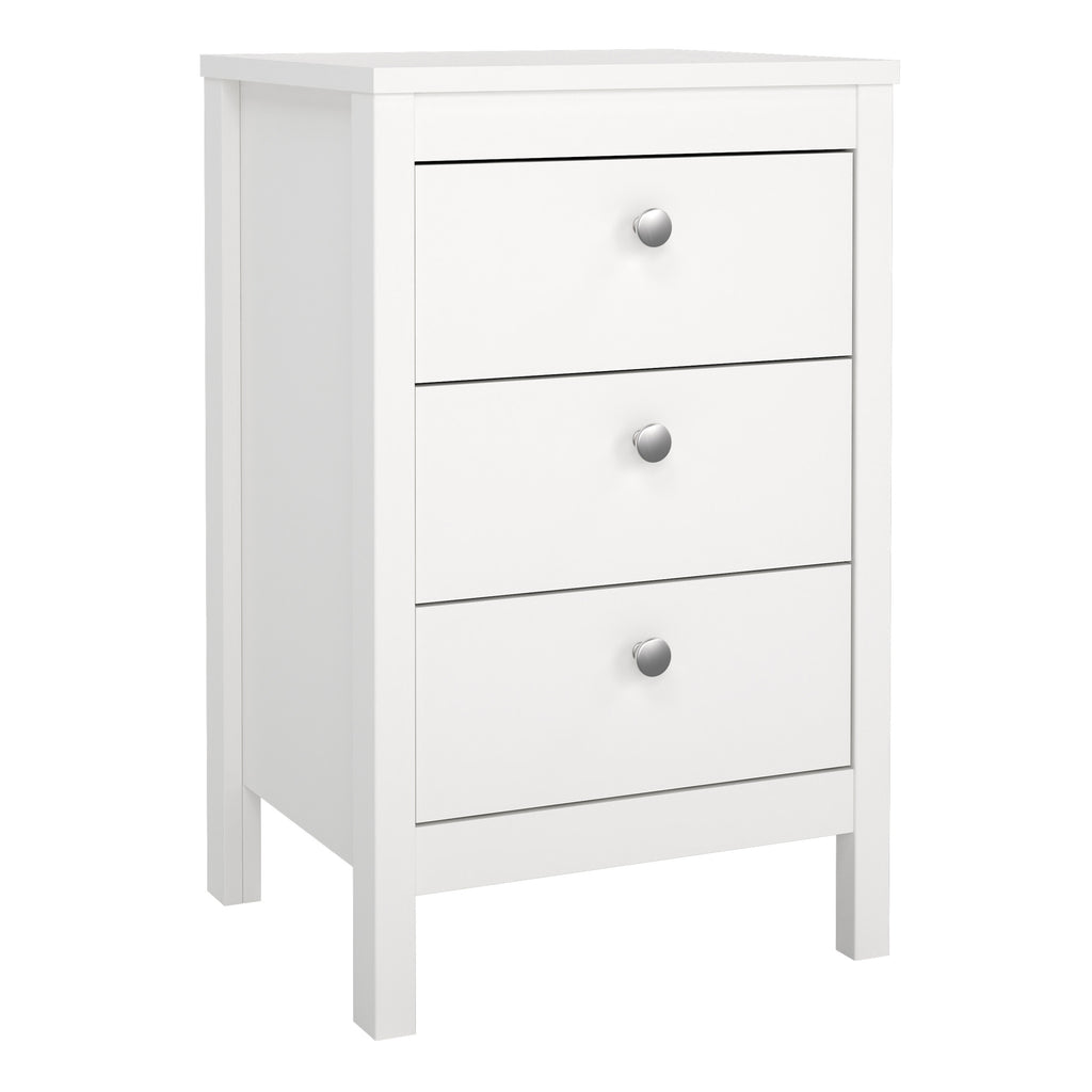 Maria Bedside Table 3 Drawers in White