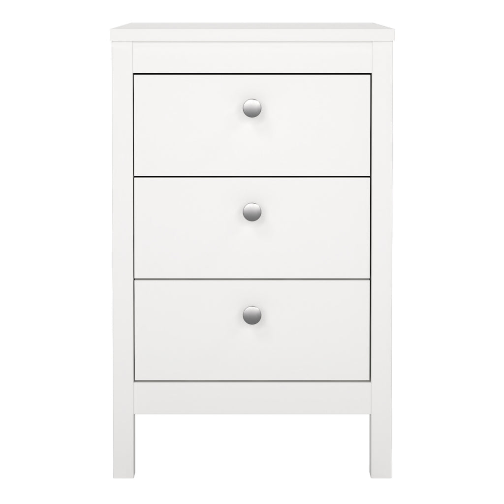 Maria Bedside Table 3 Drawers in White