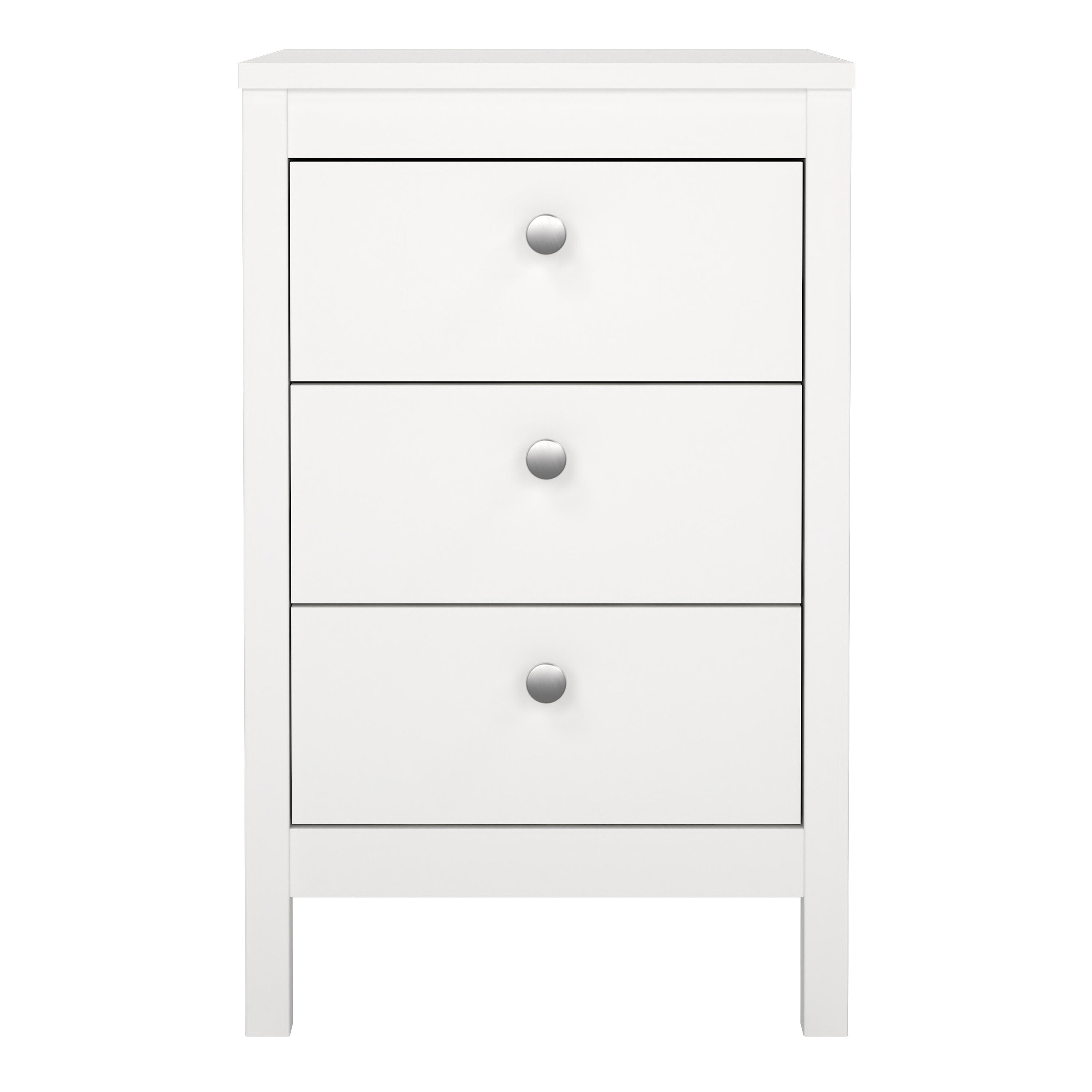 Maria Bedside Table 3 Drawers in White