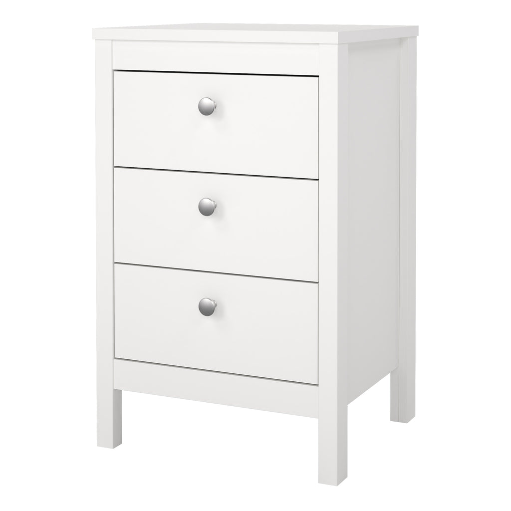 Maria Bedside Table 3 Drawers in White