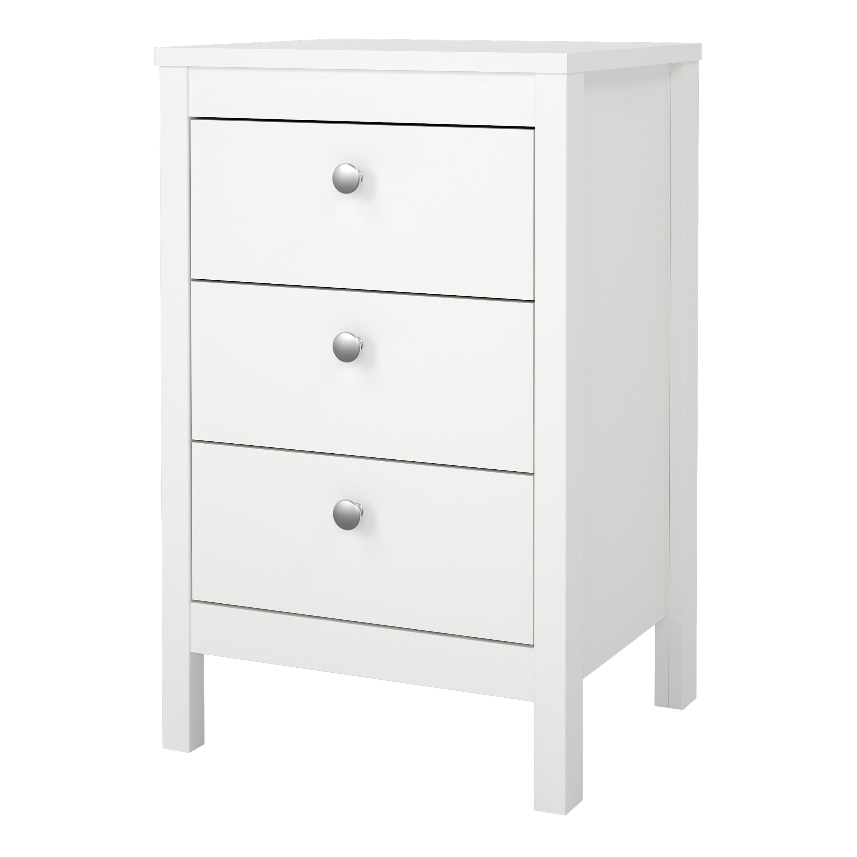 Maria Bedside Table 3 Drawers in White