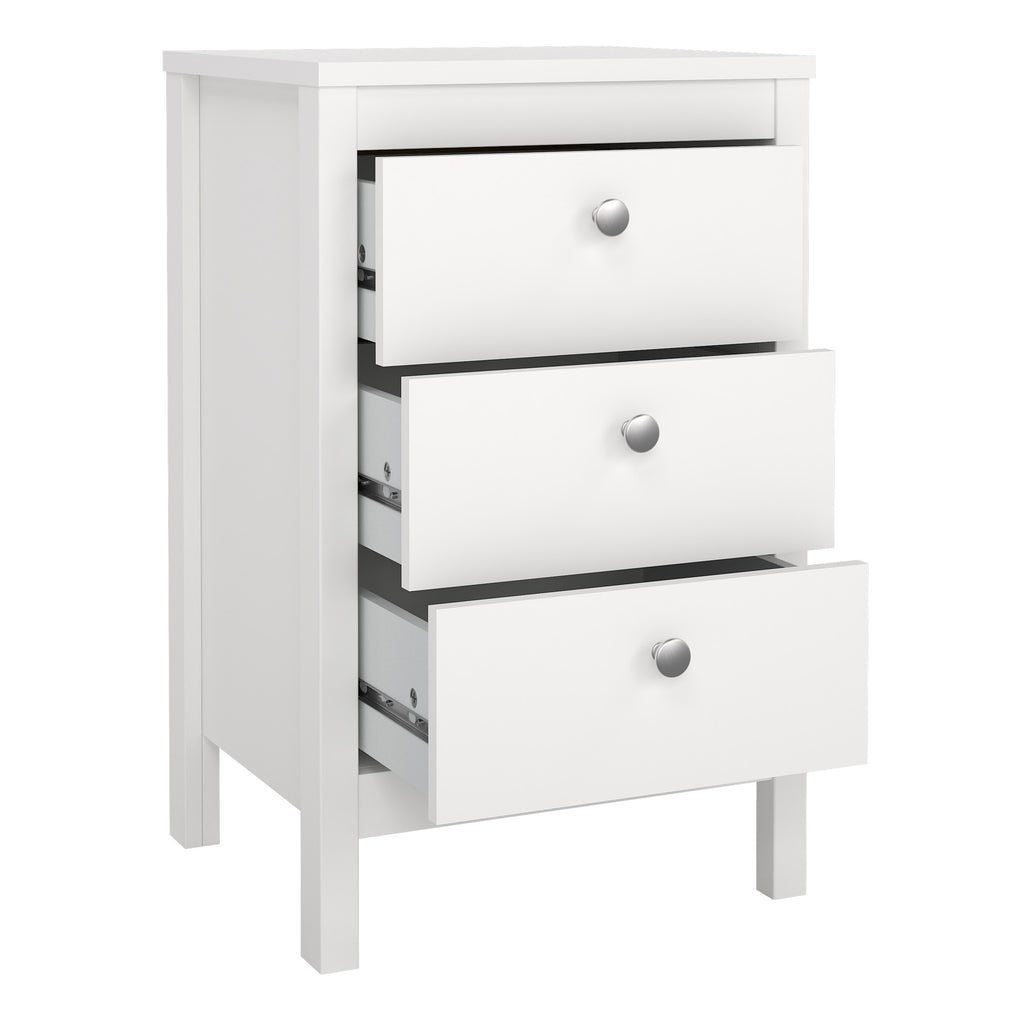 Maria Bedside Table 3 Drawers in White
