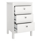 Maria Bedside Table 3 Drawers in White