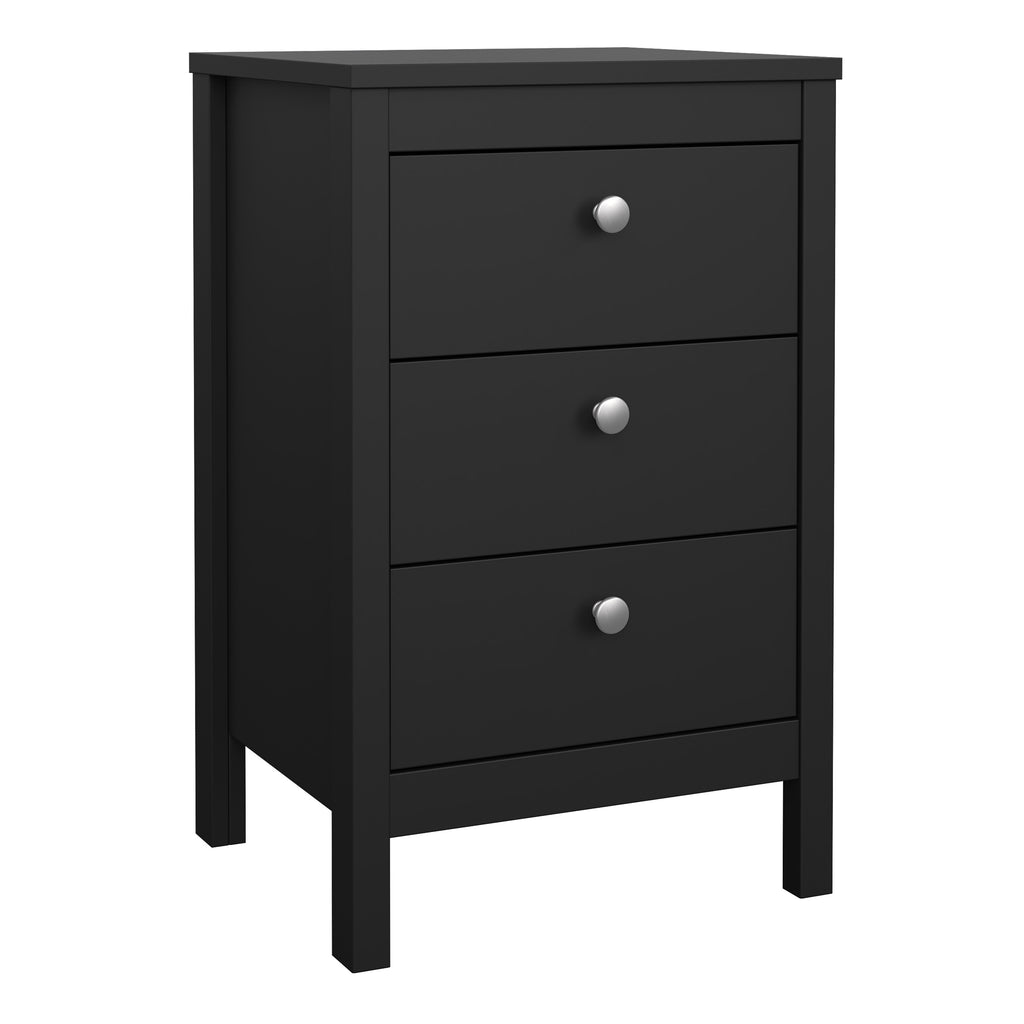 Maria Bedside Table 3 Drawers in Matt Black