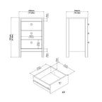 Maria Bedside Table 3 Drawers in Matt Black