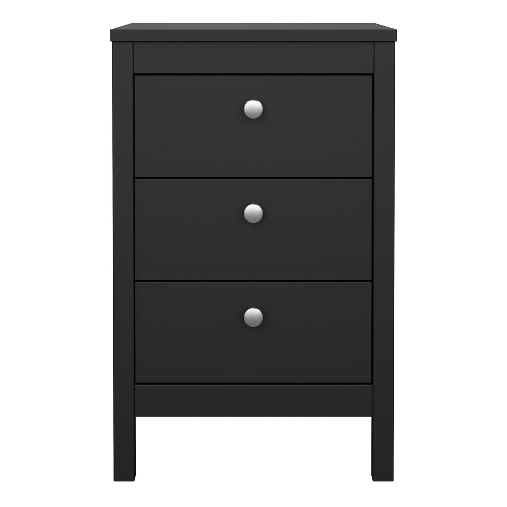 Maria Bedside Table 3 Drawers in Matt Black