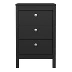 Maria Bedside Table 3 Drawers in Matt Black