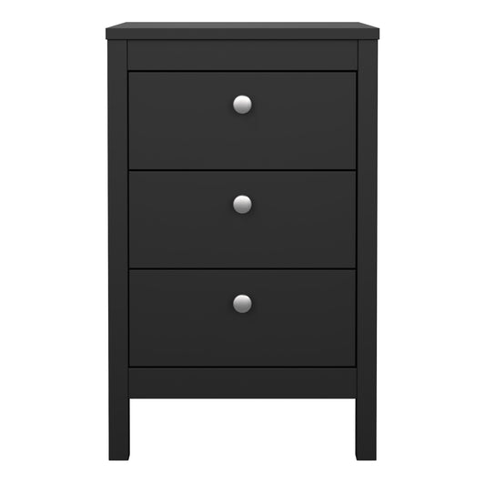 Maria Bedside Table 3 Drawers in Matt Black