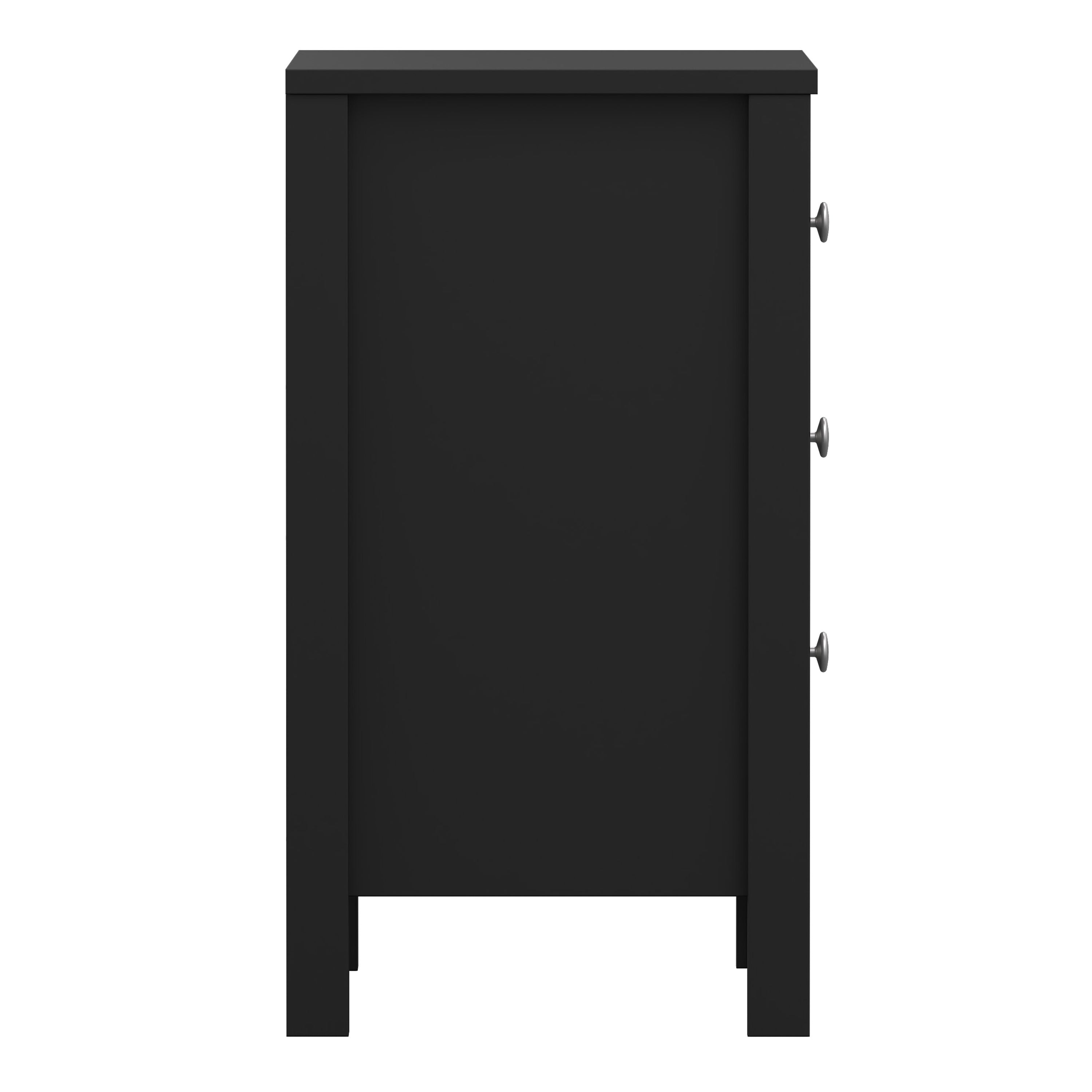 Maria Bedside Table 3 Drawers in Matt Black