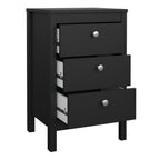 Maria Bedside Table 3 Drawers in Matt Black