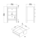 Maria Bedside Table 3 Drawers in Jackson Hickory Oak