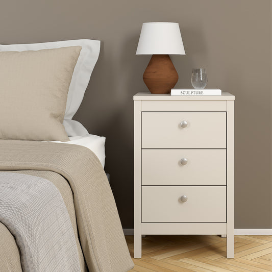 Maria Bedside Table 3 Drawers in Cashmere