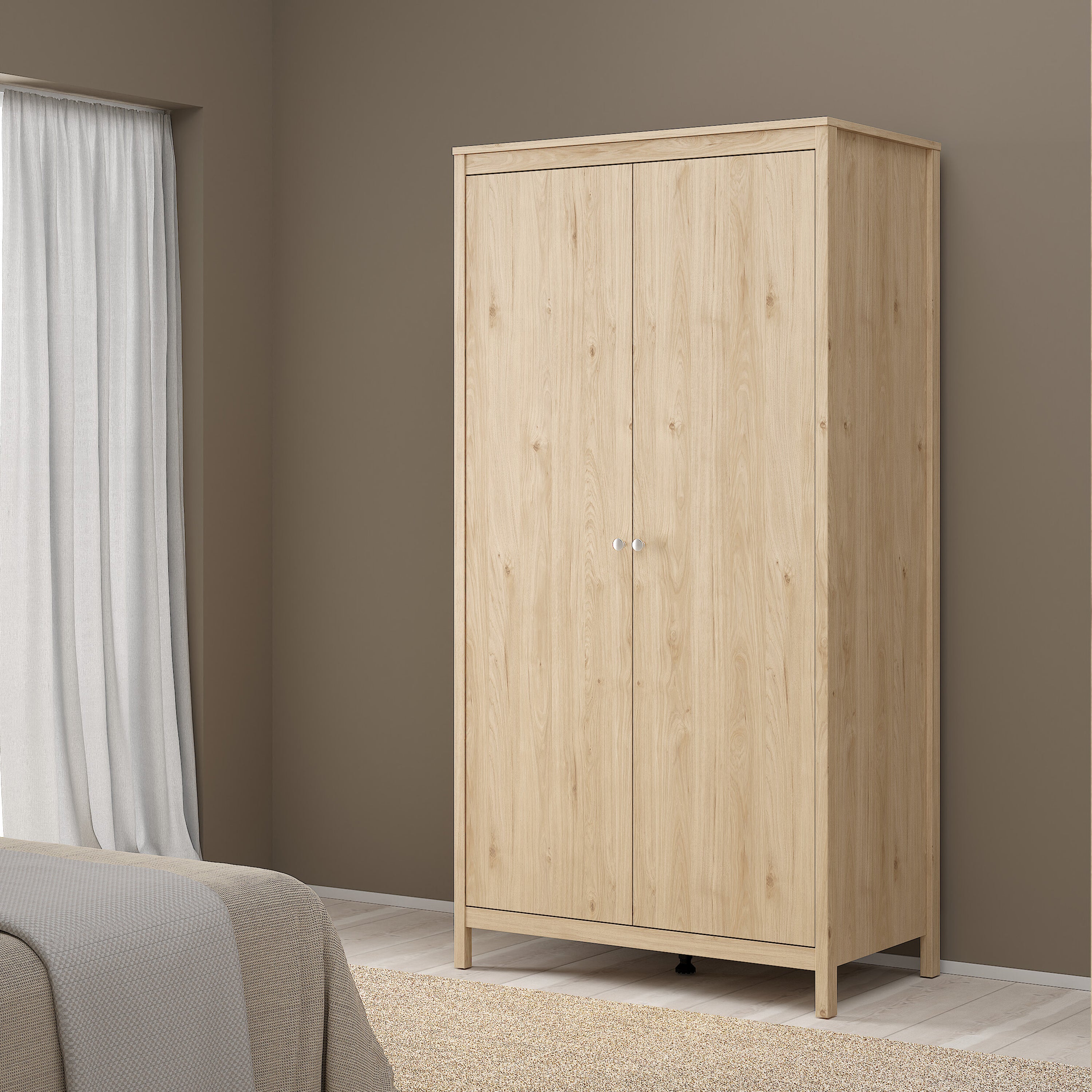 Maria Trio - 2 Drawer Bedside/ 3 + 2 Drawer Chest/ 2 Door Wardrobe in Jackson Hickory Oak