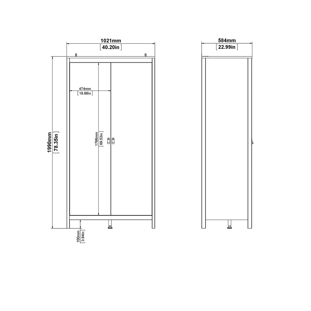 Maria Trio - 2 Drawer Bedside/ 3 + 2 Drawer Chest/ 2 Door Wardrobe in Jackson Hickory Oak
