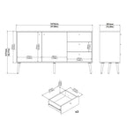 Carlisle Sideboard 2 Doors + 3 Drawers White