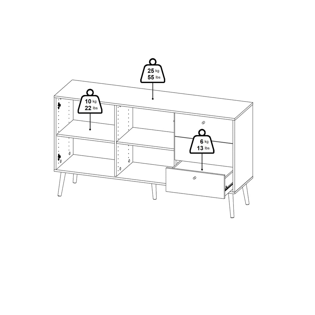 Carlisle Sideboard 2 Doors + 3 Drawers White