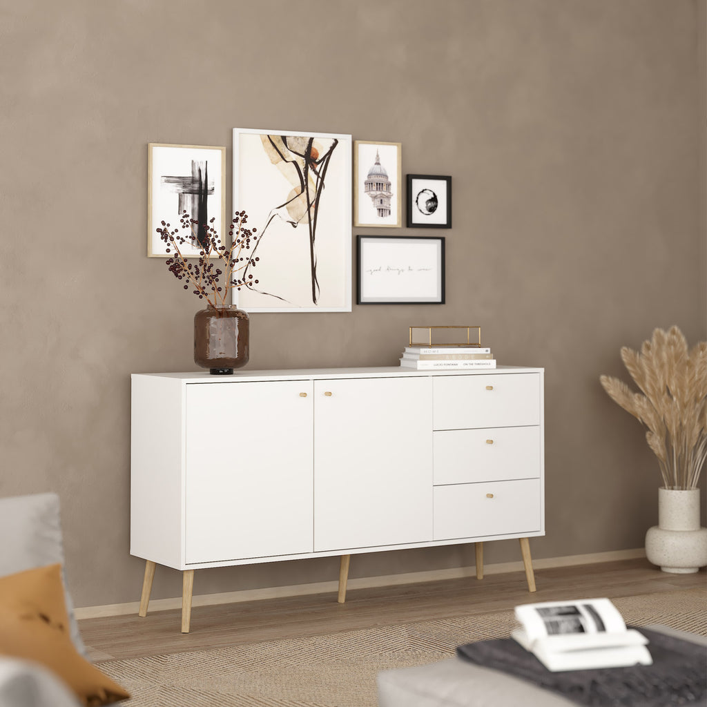 Carlisle Sideboard 2 Doors + 3 Drawers White