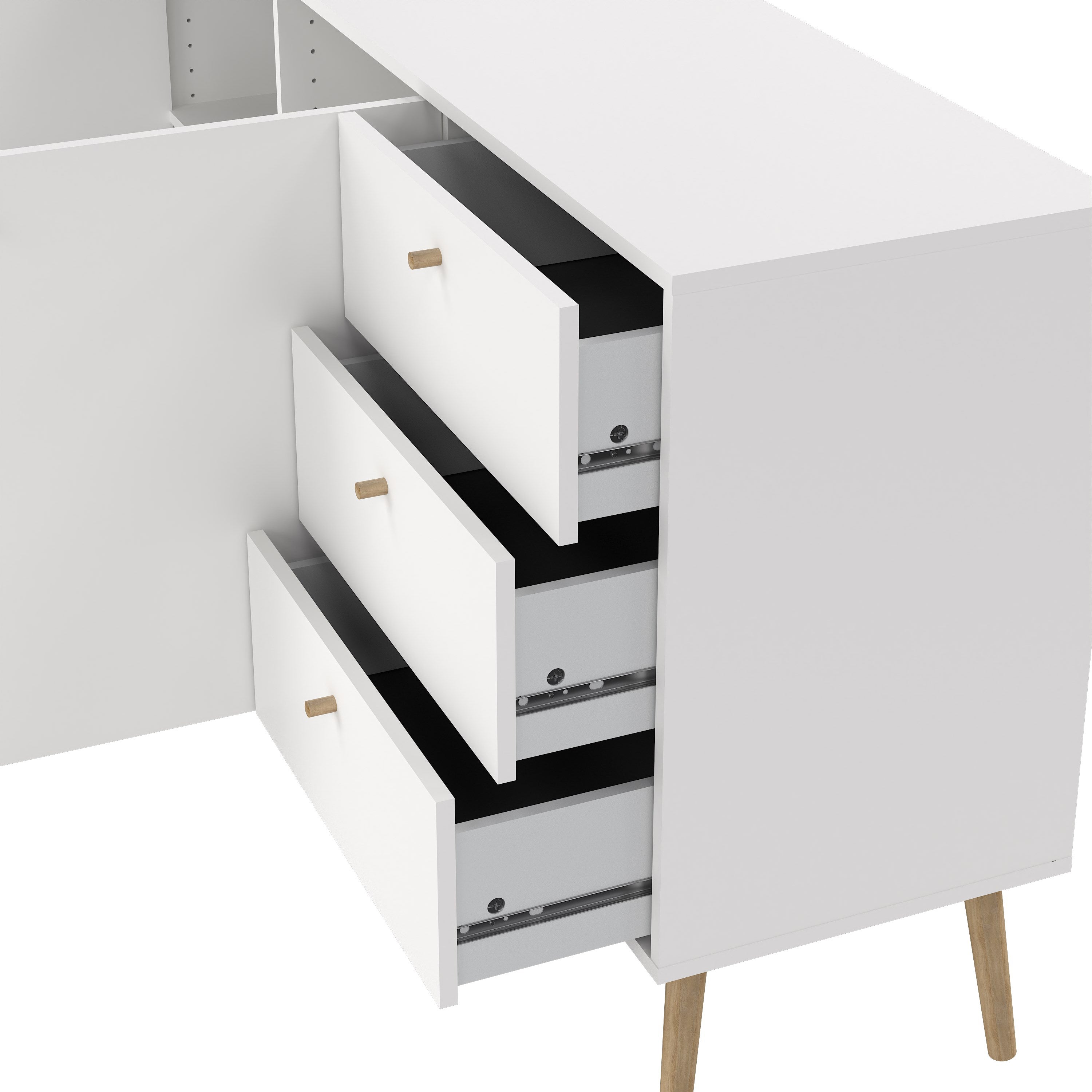 Carlisle Sideboard 2 Doors + 3 Drawers White