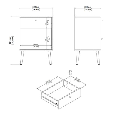 Carlisle 1 Door 1 Drawer Bedside Dark Grey