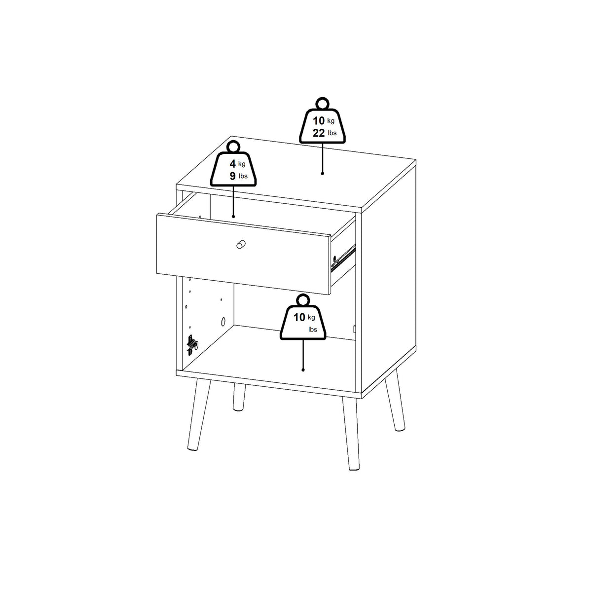 Carlisle 1 Door 1 Drawer Bedside Dark Grey