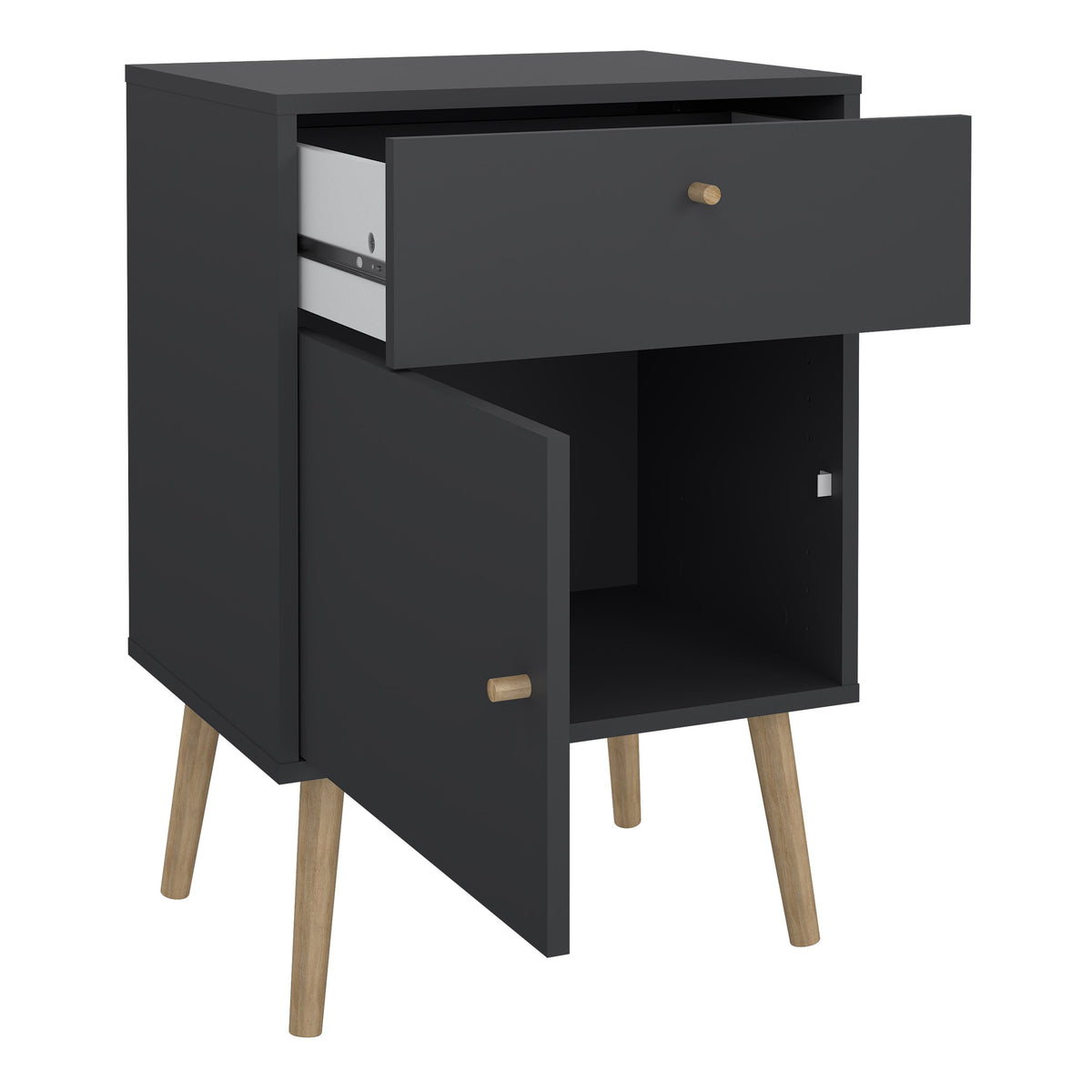 Carlisle 1 Door 1 Drawer Bedside Dark Grey