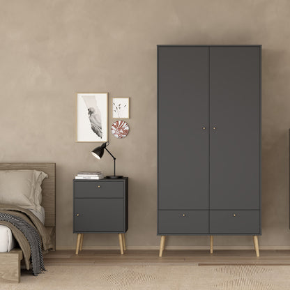Carlisle 1 Door 1 Drawer Bedside Dark Grey