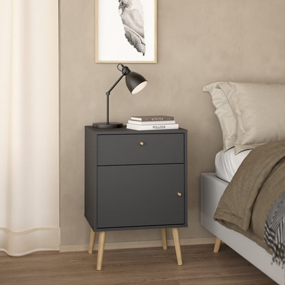 Carlisle 1 Door 1 Drawer Bedside Dark Grey