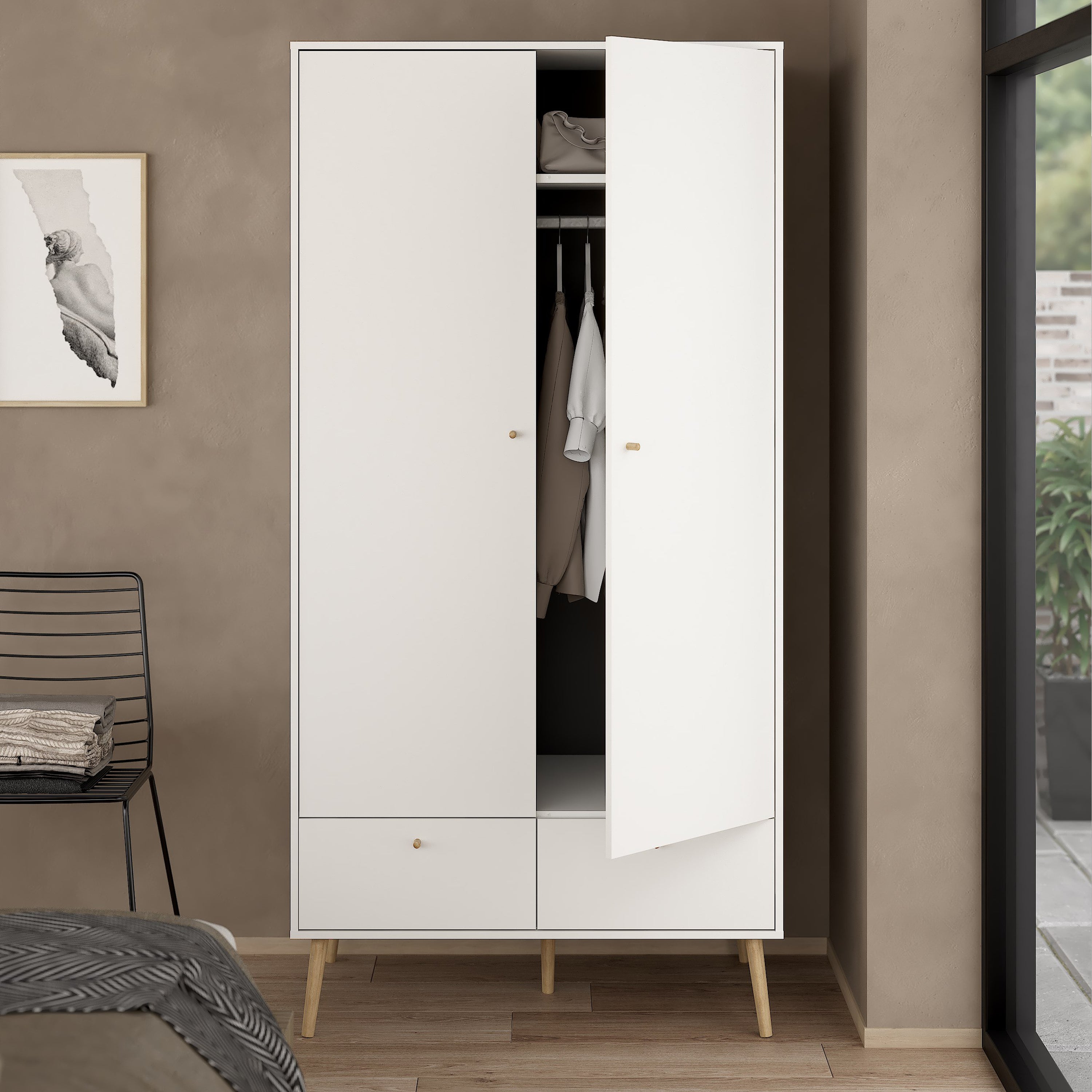 Carlisle Wardrobe with 2 Doors + 2 Drawers White