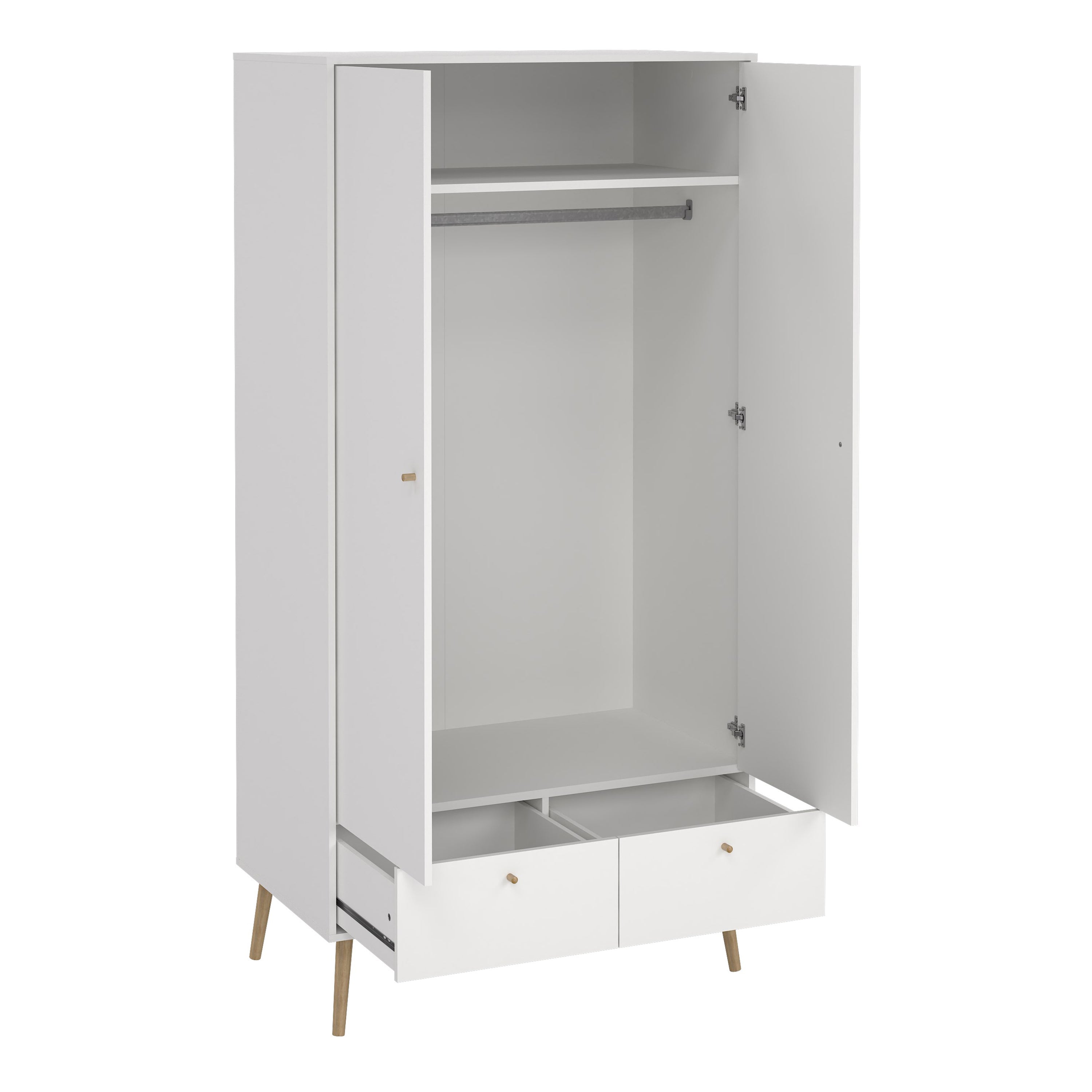Carlisle Wardrobe with 2 Doors + 2 Drawers White