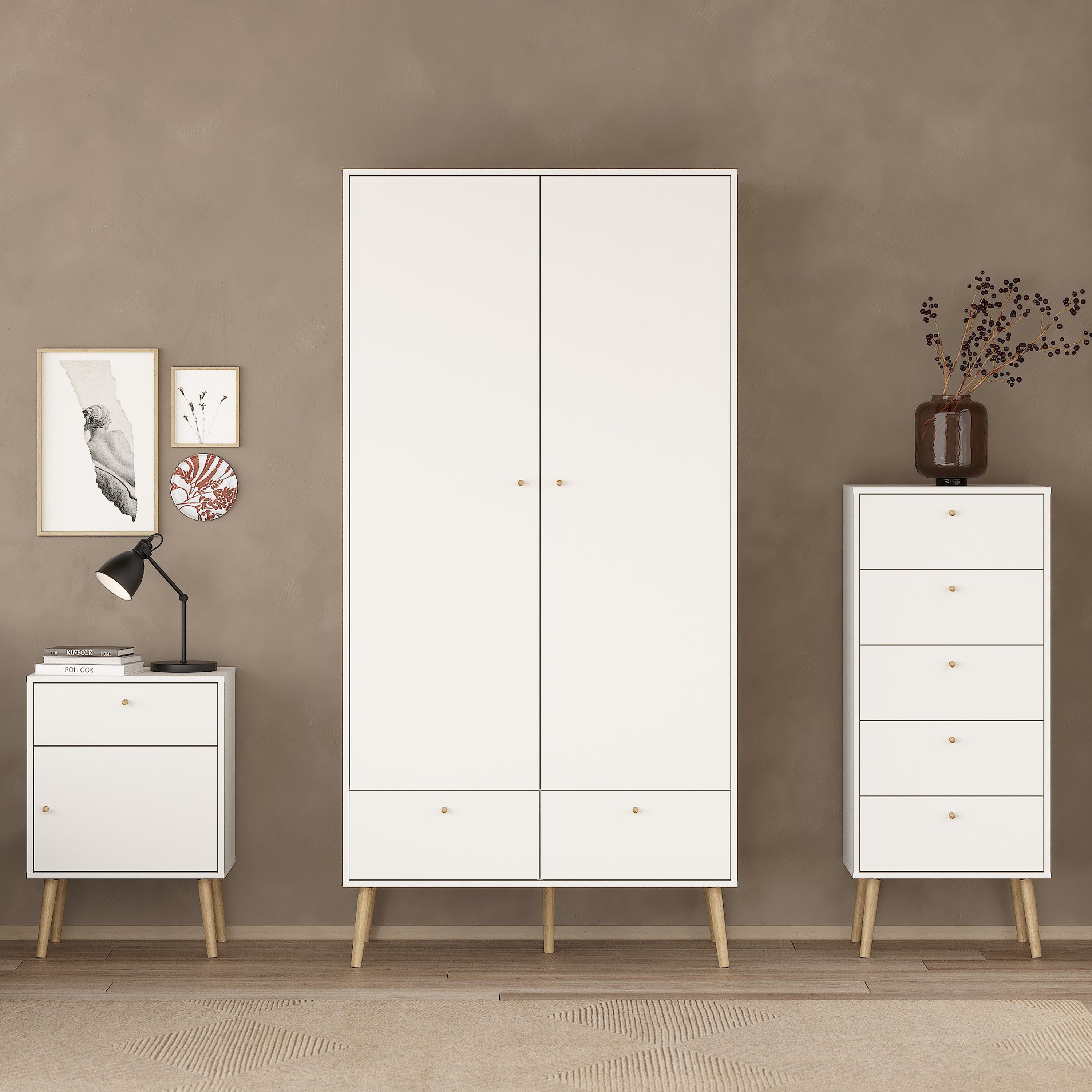 Carlisle Wardrobe with 2 Doors + 2 Drawers White