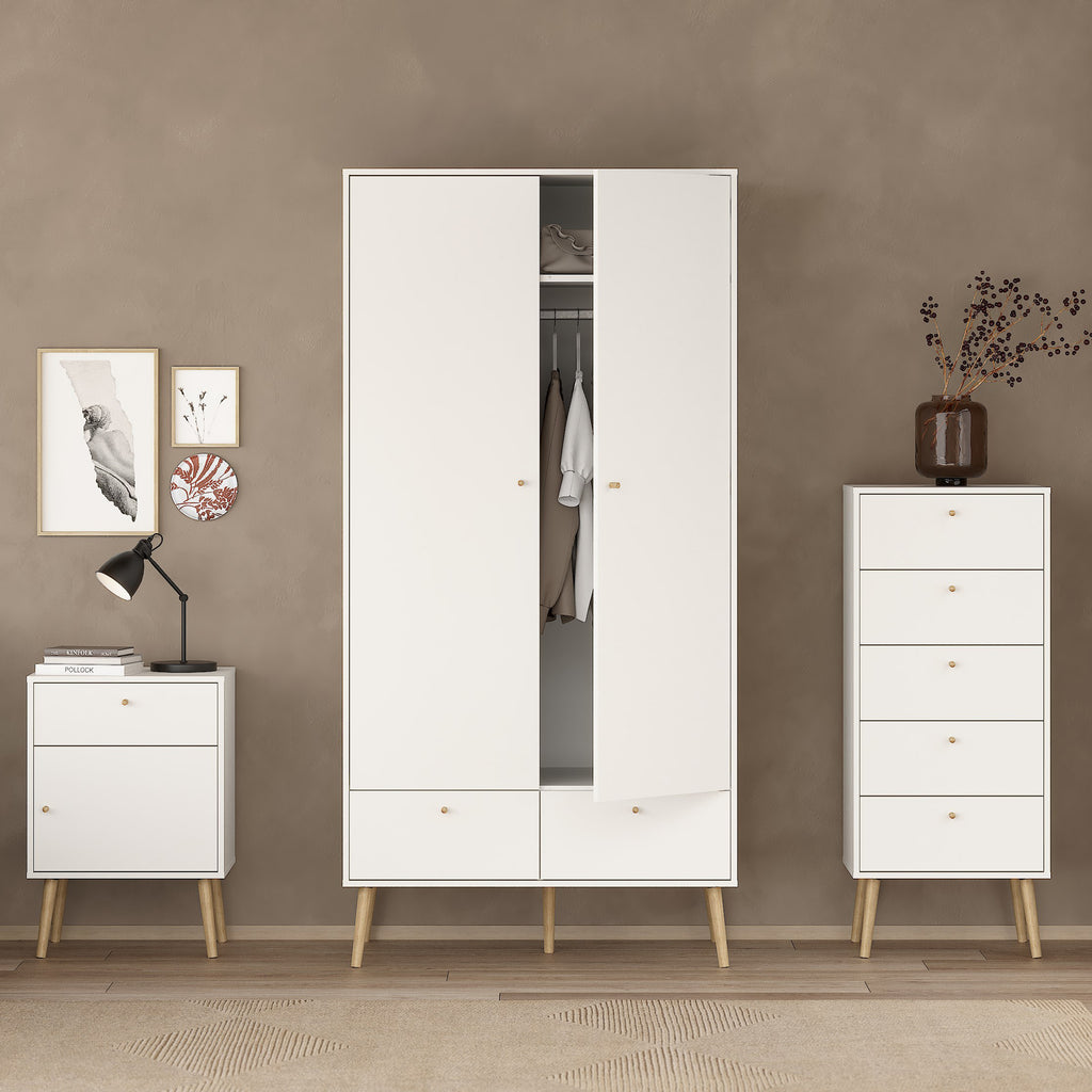 Carlisle Wardrobe with 2 Doors + 2 Drawers White