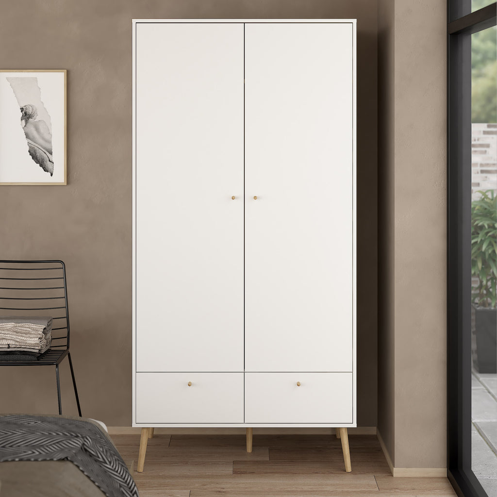 Carlisle Wardrobe with 2 Doors + 2 Drawers White